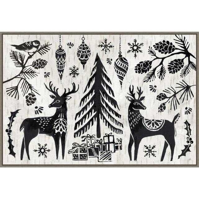 Amanti Art Woodcut Christmas I Framed Canvas Wall Art Print