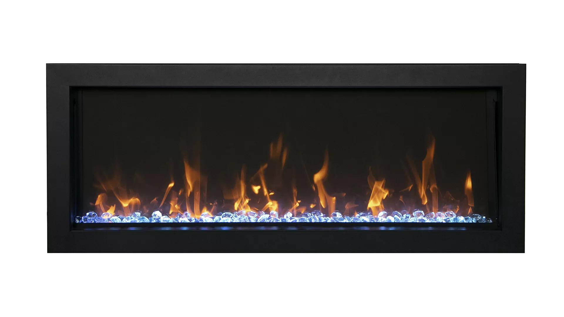 40-Inch Black Electric Wall Mounted Fireplace with LED Lighting