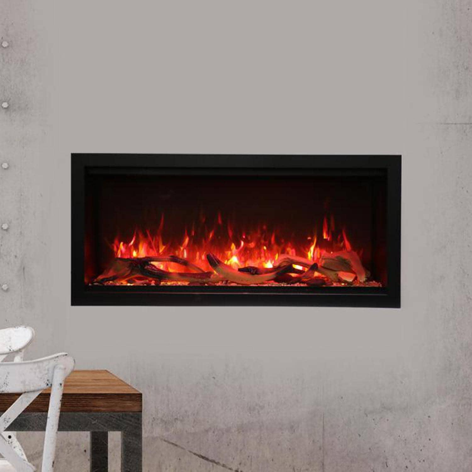 Extra Tall 42-Inch Black Electric Built-In Fireplace with Steel Surround