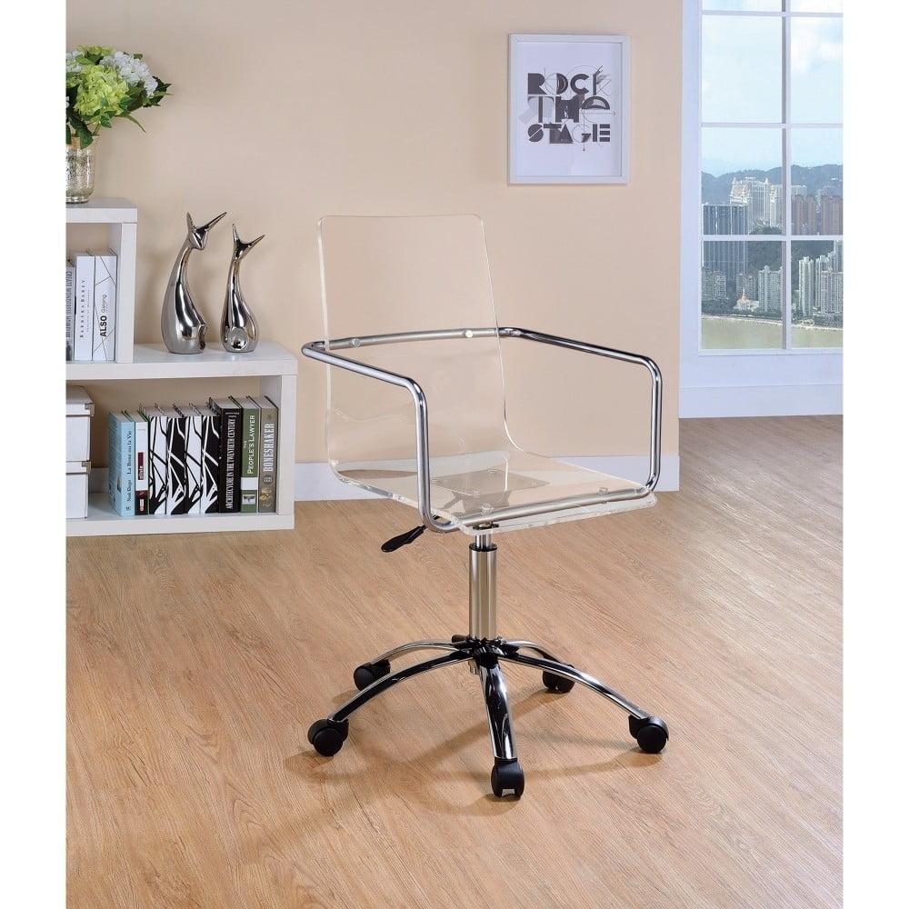 Clear Acrylic and Chrome Adjustable Office Chair