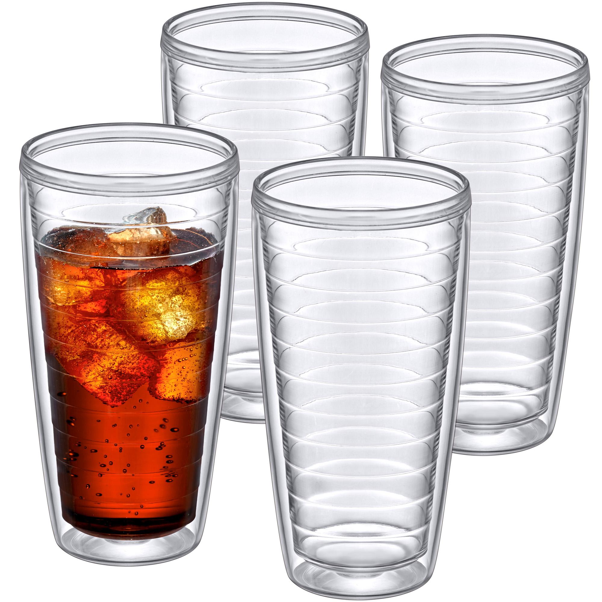 Amazing Abby - Alaska - 24-Ounce Insulated Plastic Tumblers (Set of 4), Double-Wall Plastic Drinking Glasses, All-Clear Reusable Plastic Cups, BPA-Free, Shatter-Proof, Dishwasher-Safe