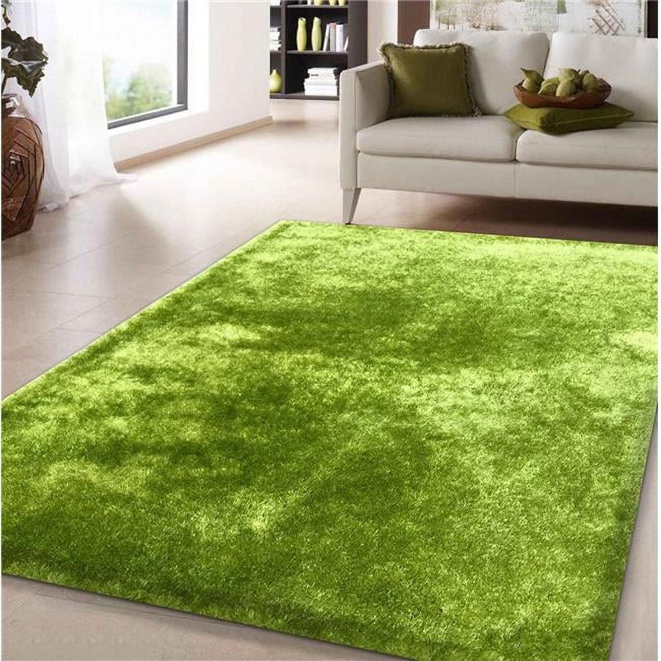 Transitional Lime Shag 5' x 7' Hand Tufted Synthetic Rug