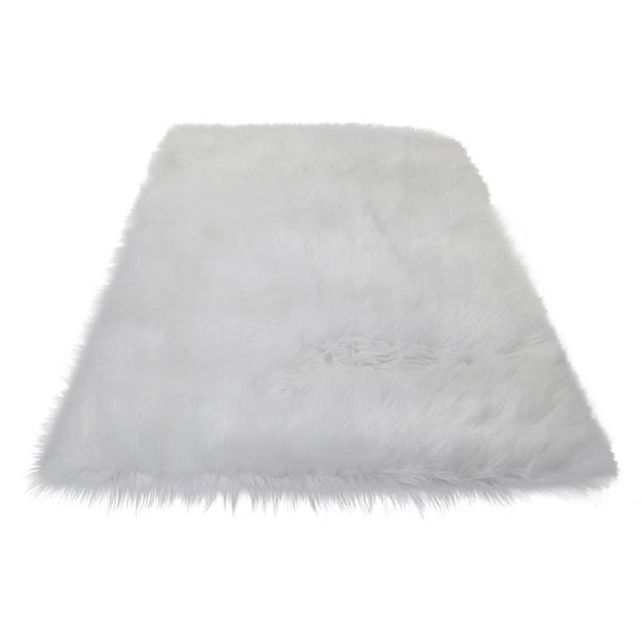 Contemporary White Faux Fur Sheepskin Medium Area Rug