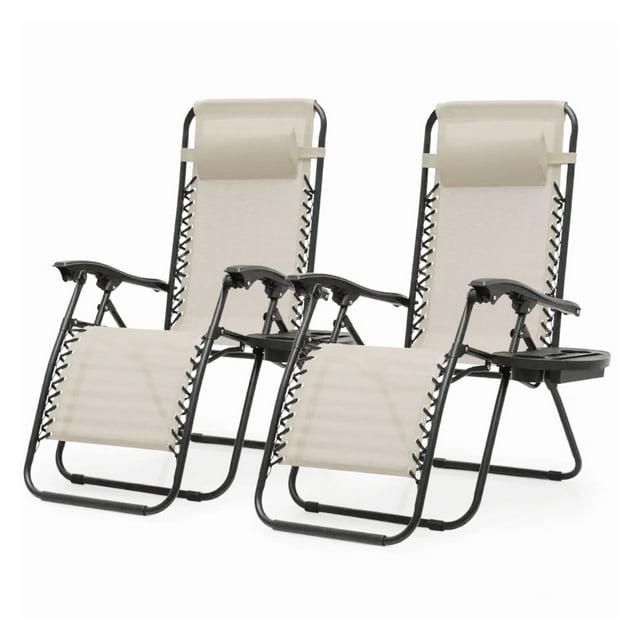 Arlmont & Co. Zero Gravity Chairs Recliners Outdoor Adjustable Foldable Reclining Lounge Chairs with Cup Holder & Reviews | Wayfair