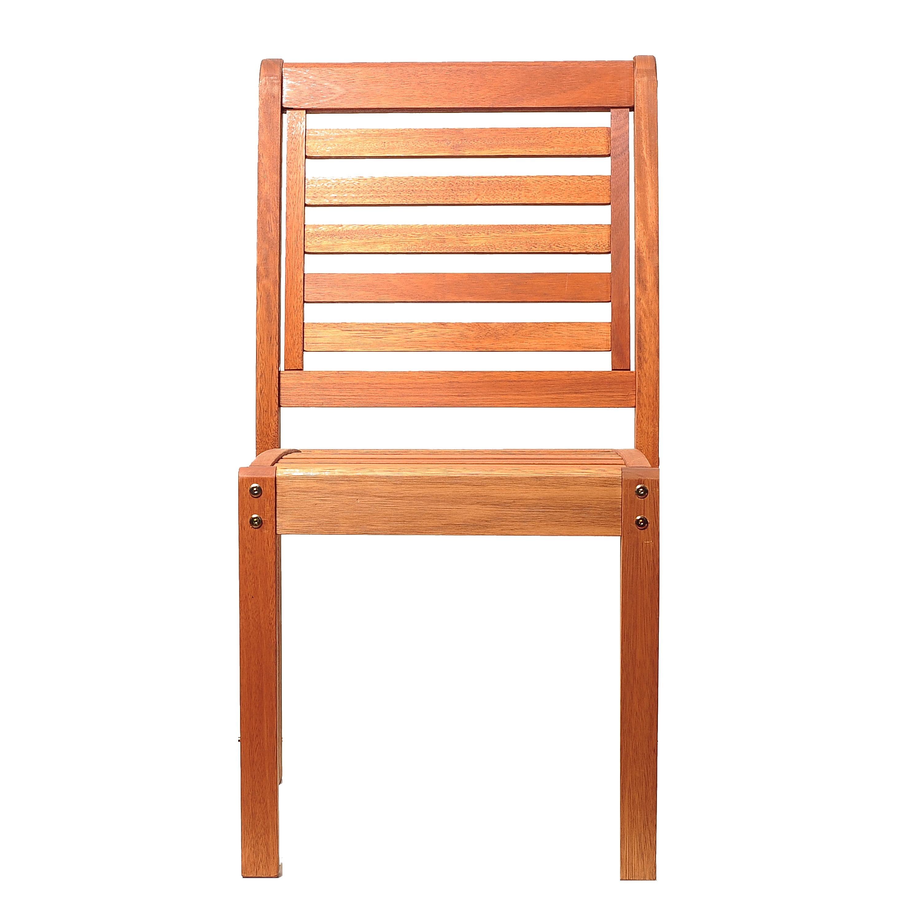 Elegant Modern Eucalyptus Stackable Outdoor Chair Set, Brown