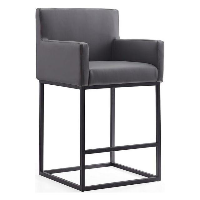 Ambassador Metal Counter Height Barstool Gray - Manhattan Comfort: Upholstered, Fixed Height, Footrest