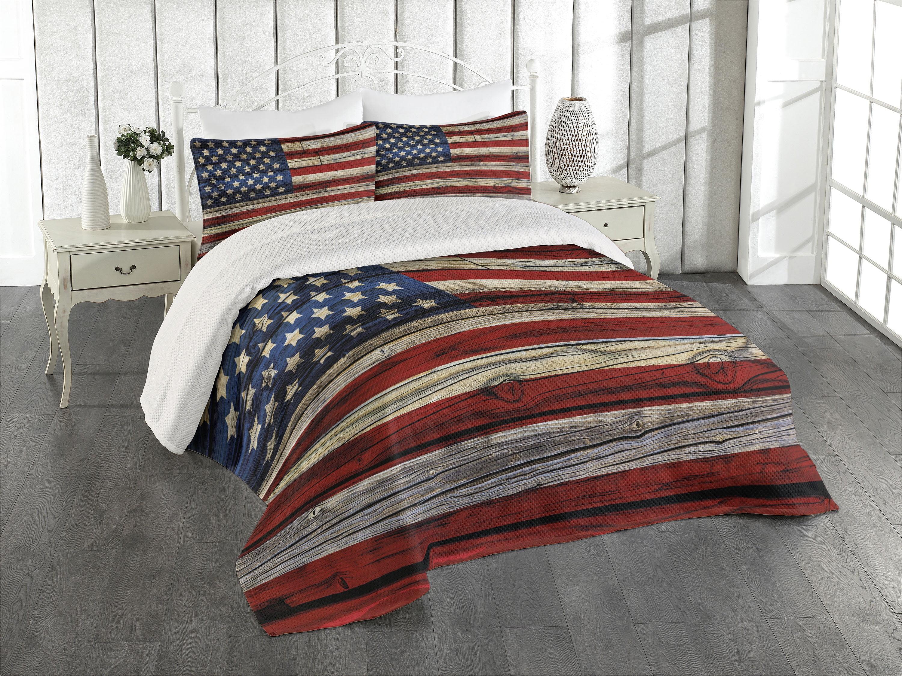 Navy Twin Kids Unisex Flag Pattern Bedspread Set