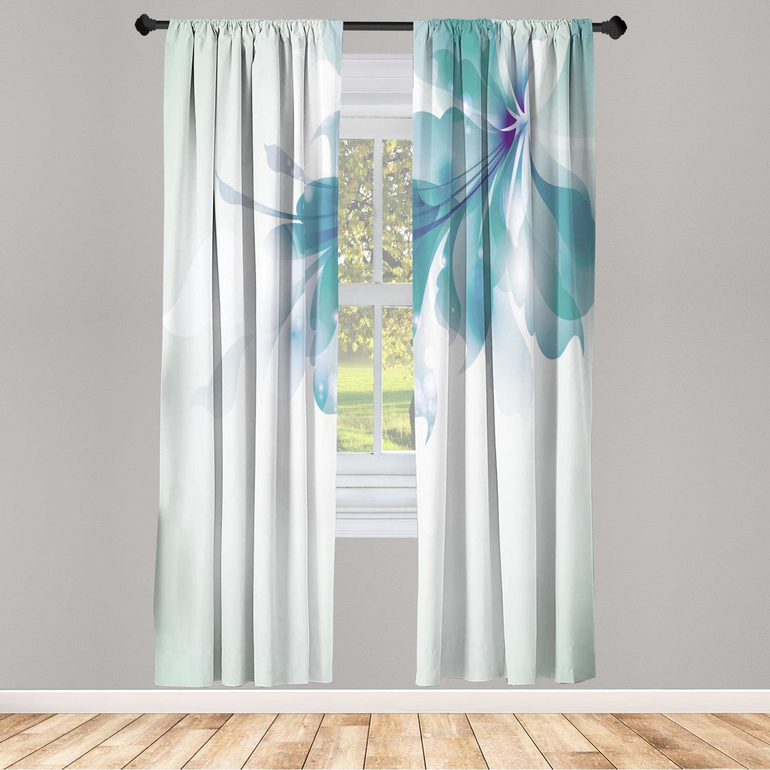 Microfiber Floral Semi-Sheer Rod Pocket Curtain Panels (Set of 2)