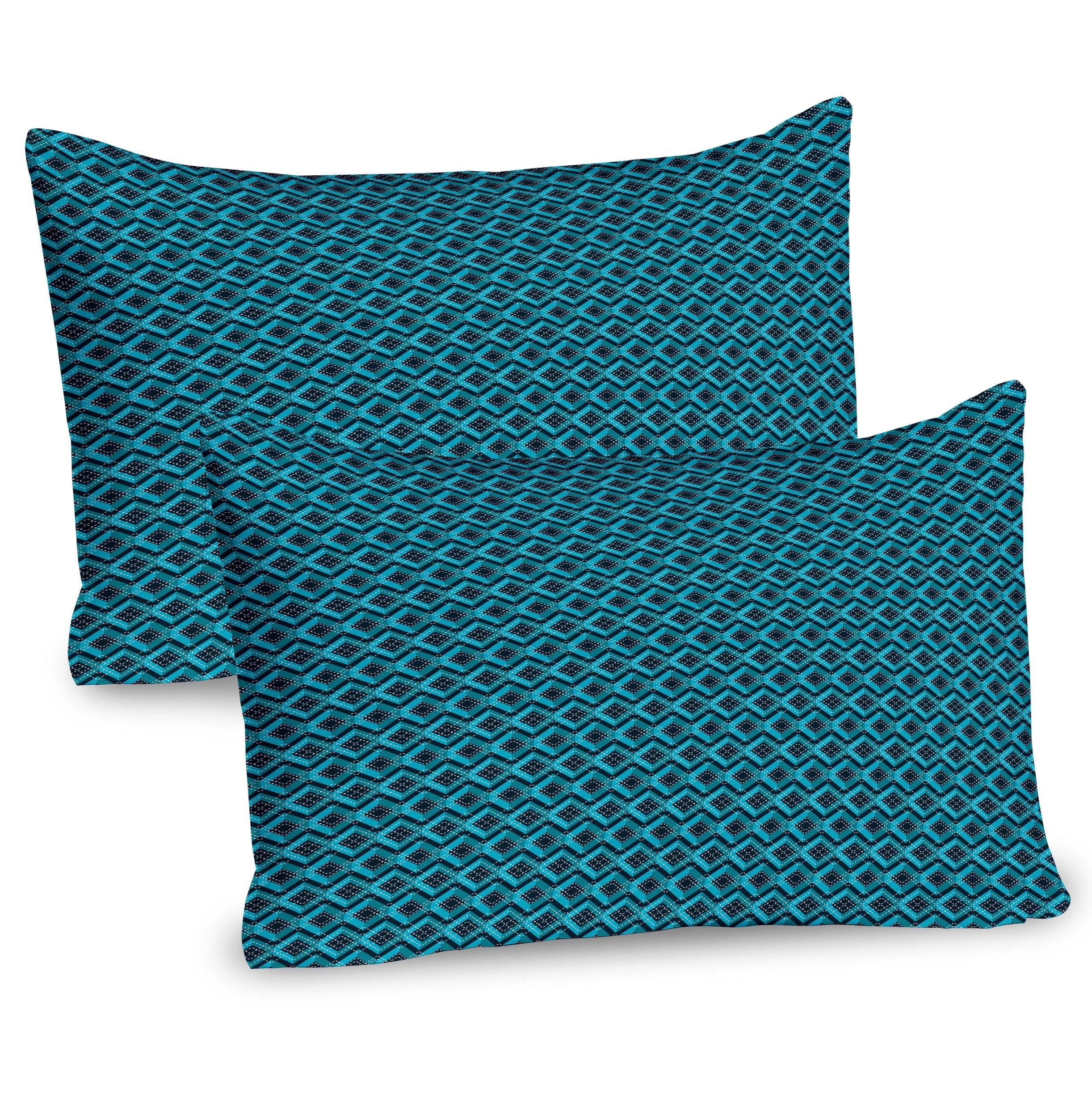 Ambesonne Abstract Pillow Sham 2 Pack Complex Geometric Patterns 30"x20" Dark Teal and Teal