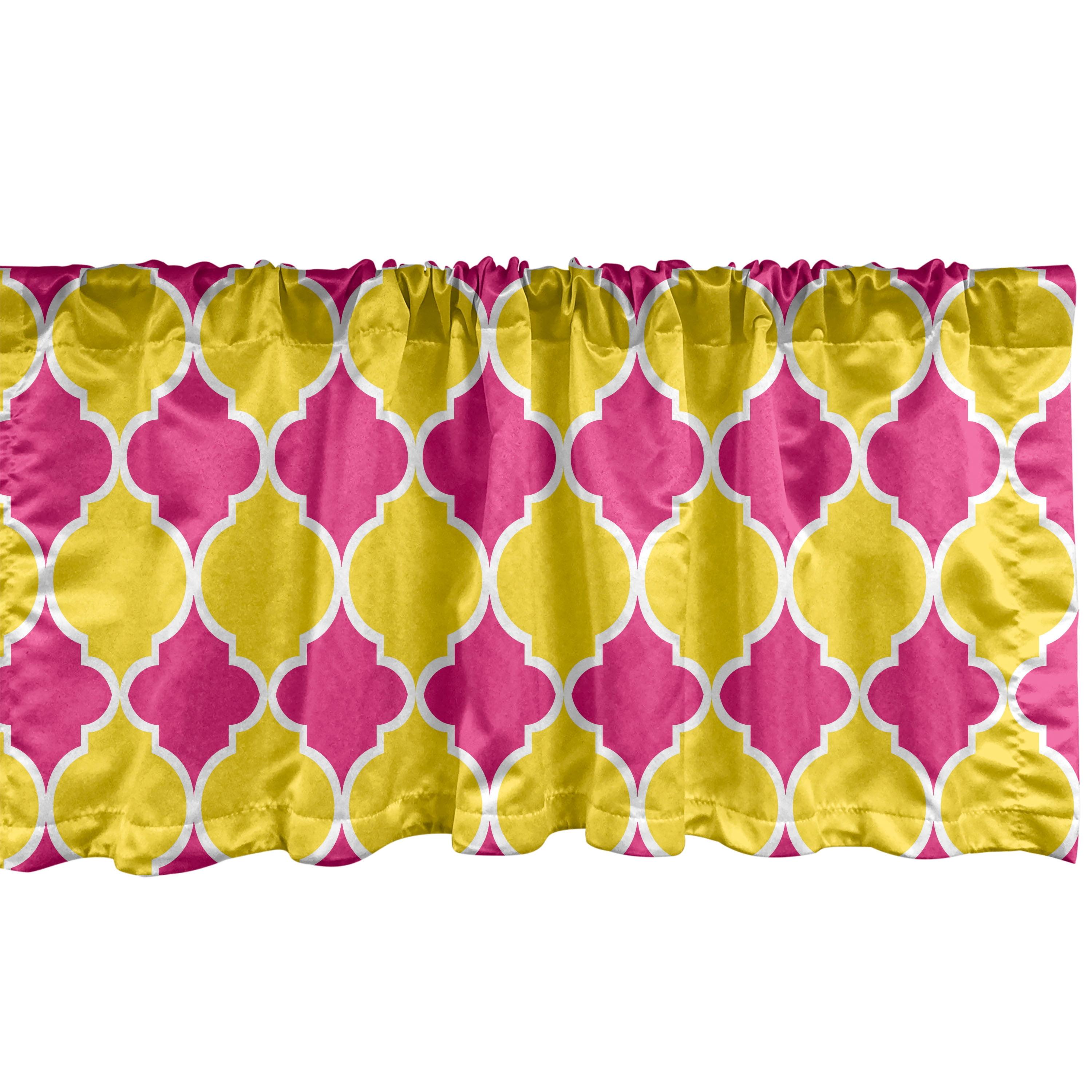 Ambesonne Ambesonne Abstract Valance Pack of 2 Colorful Modern Patterns Yellow Hot Pink