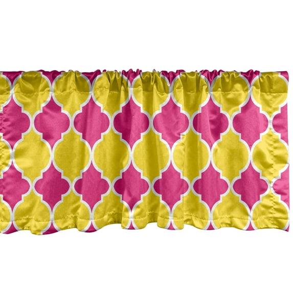 Ambesonne Ambesonne Abstract Valance Pack of 2 Colorful Modern Patterns Yellow Hot Pink