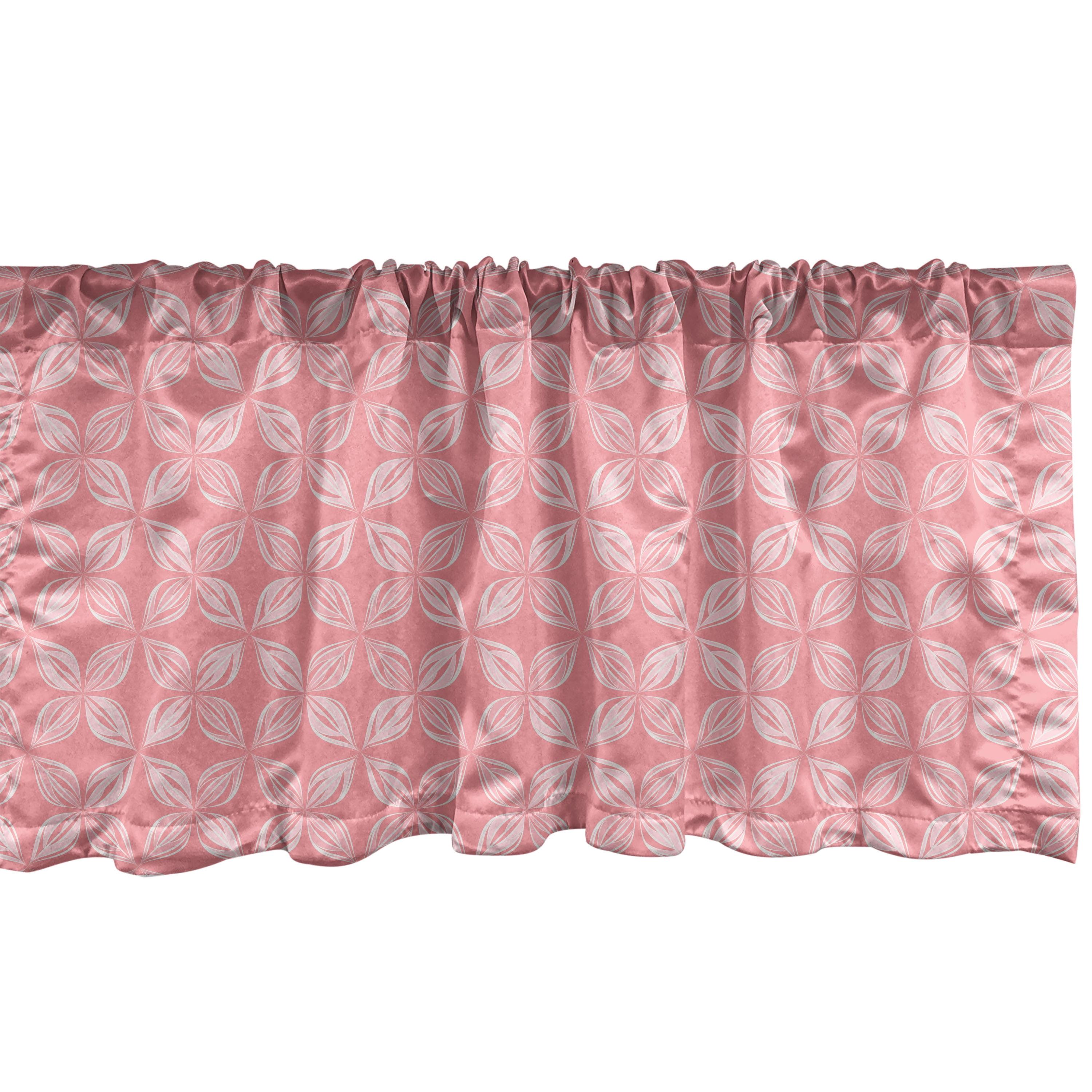 Ambesonne Abstract Valance Pack of 2 Leaves in Blossom Shapes Pastel Pink Pale Pink