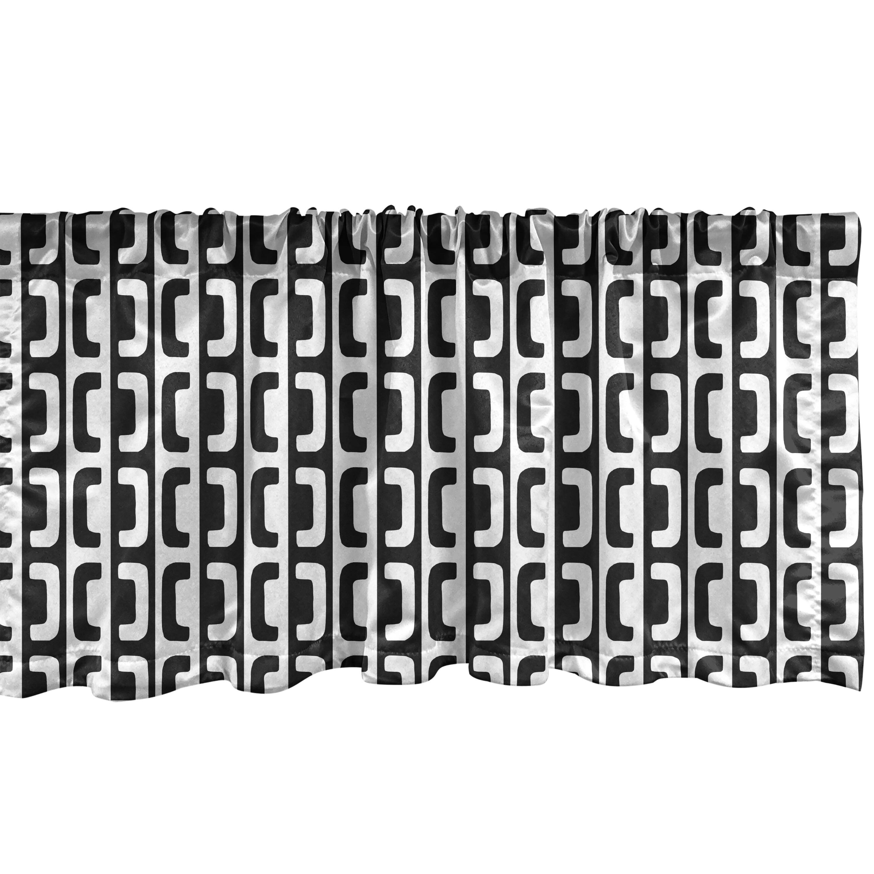 Ambesonne Geometric Valance Pack of 2 Vintage Lines Circles - Black White