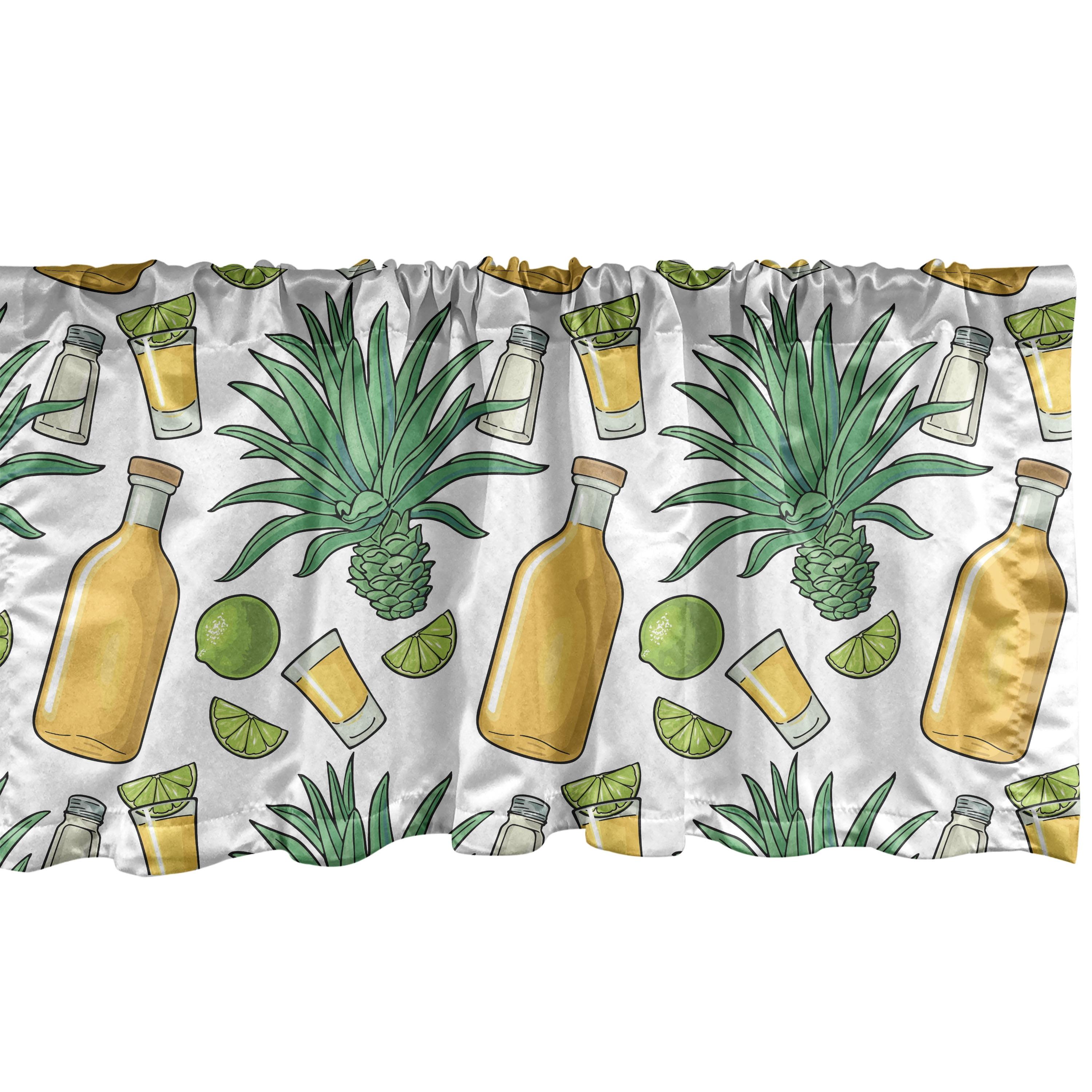 Ambesonne Agave Valance Pack of 2 Cactus Lime Slice Tequila White Mustard