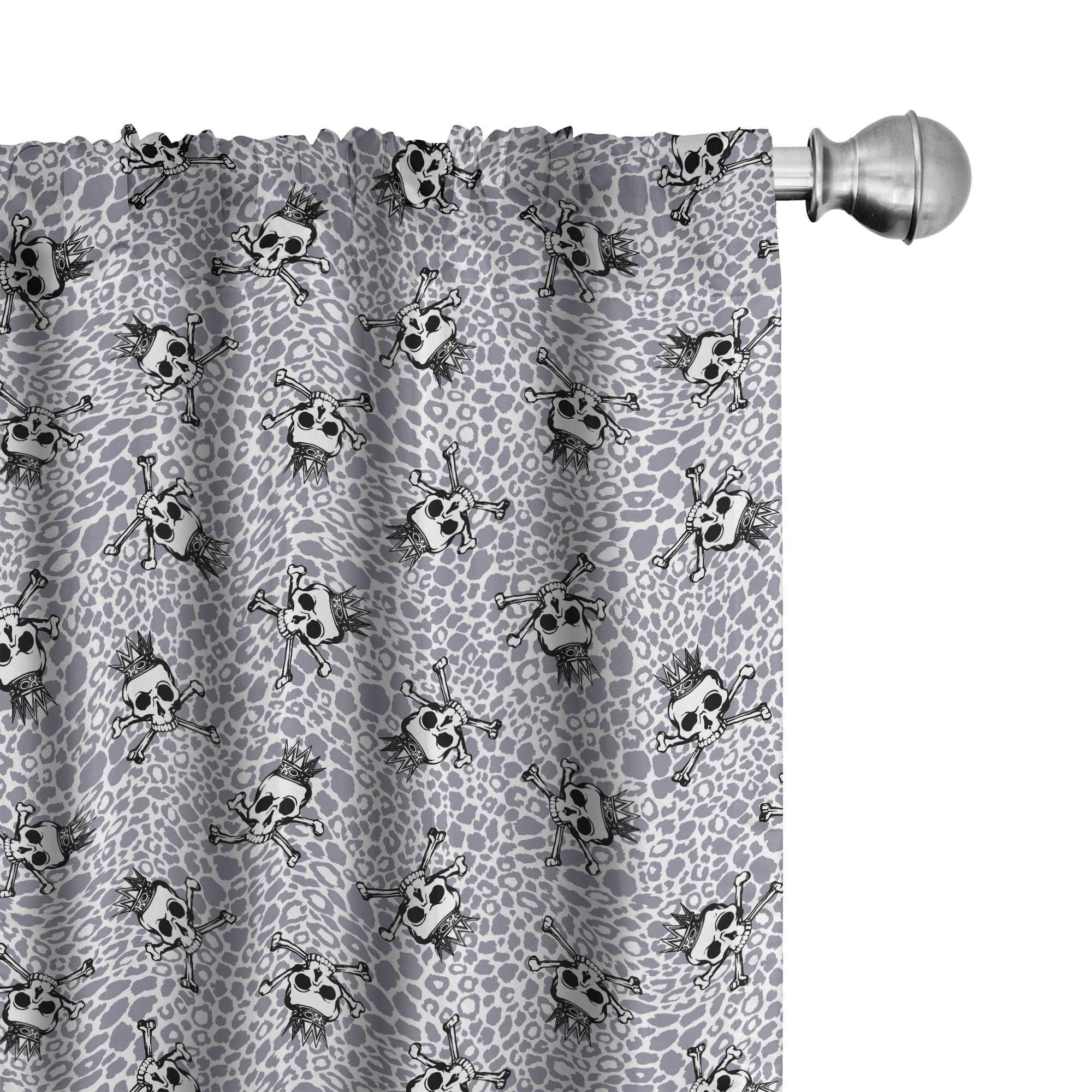 Skull Semi-Sheer Rod Pocket Curtain Panels (Set of 2)