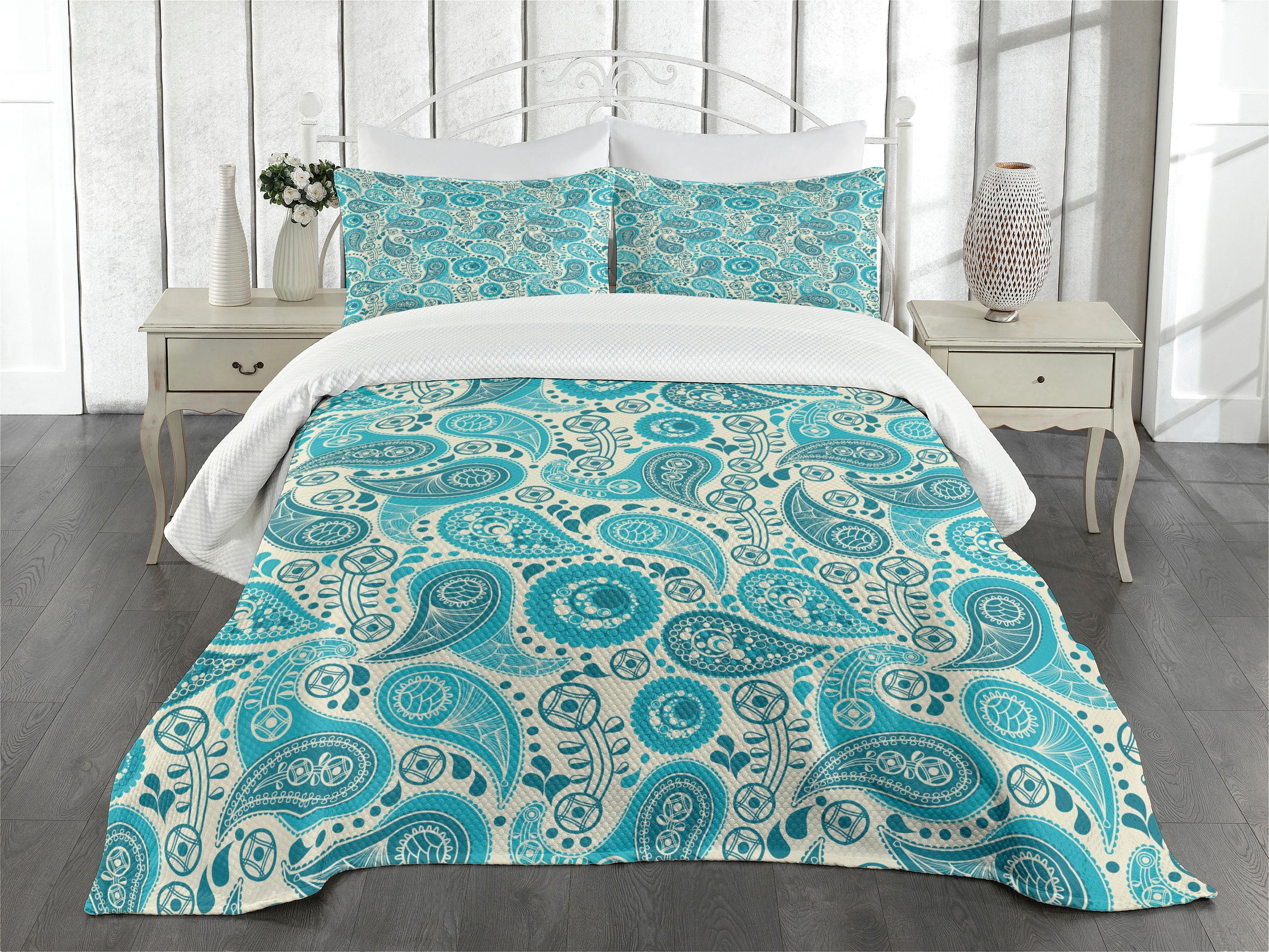 Ambesonne Antique Bedspread Paisley Blue