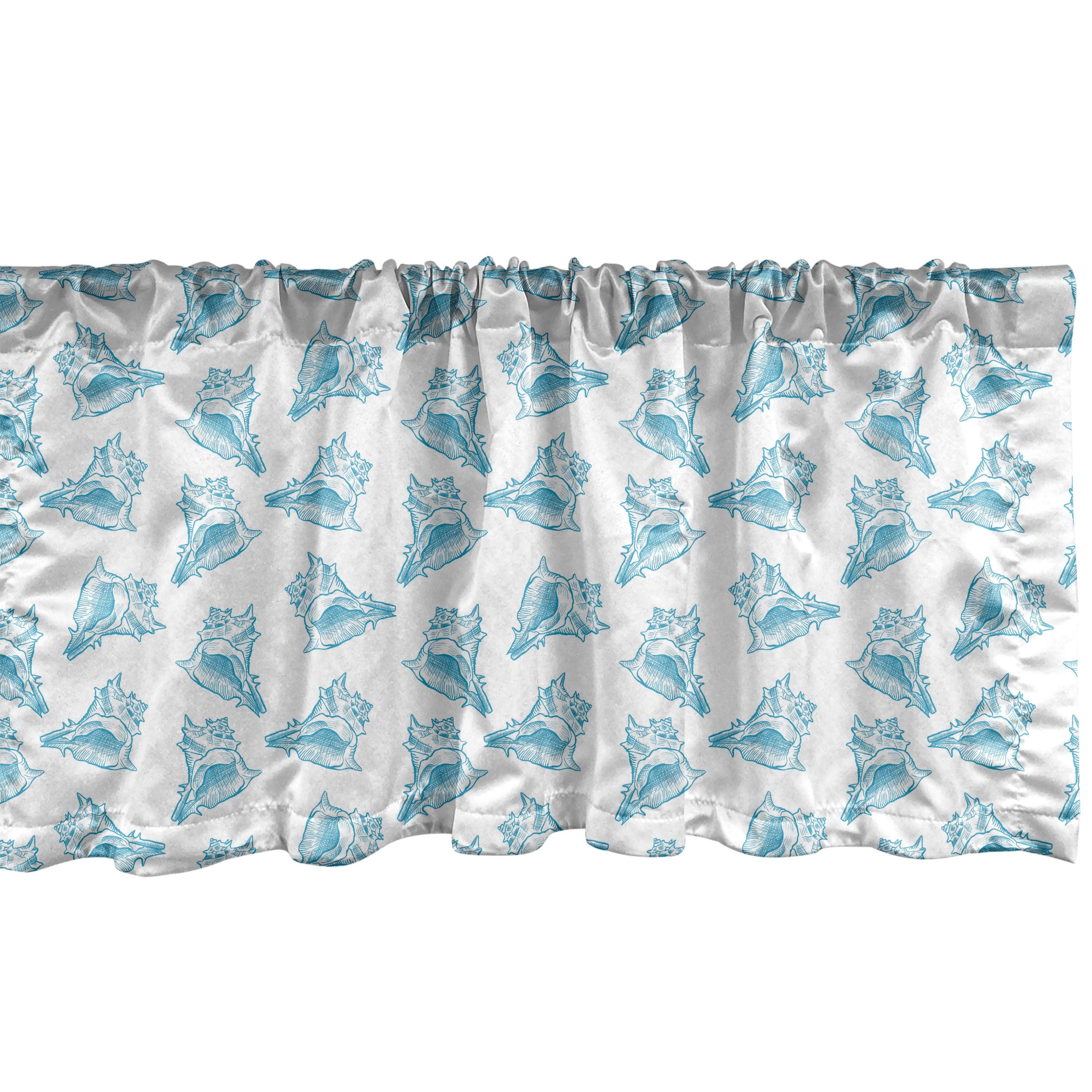 Ambesonne Nautical Valance Pack of 2 Underwater Creatures Art Sky Blue Multicolor