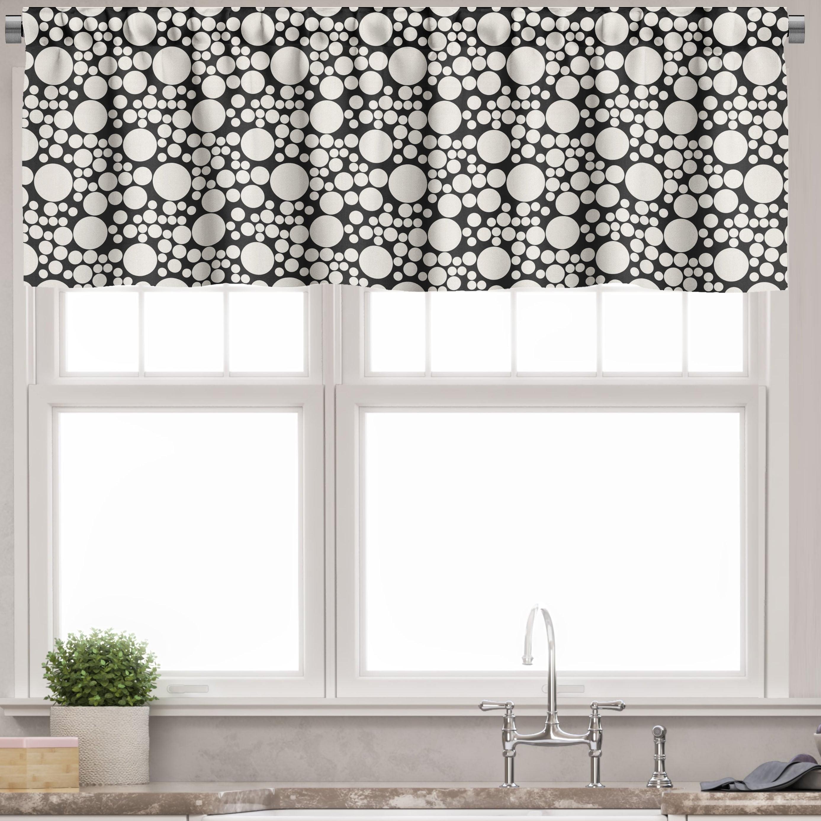 Charcoal Grey and White Satin Rod Pocket Valance Set