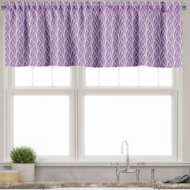 Ambesonne Art Nouveau Valance Pack of 2 Abstract Floral Retro Violet White