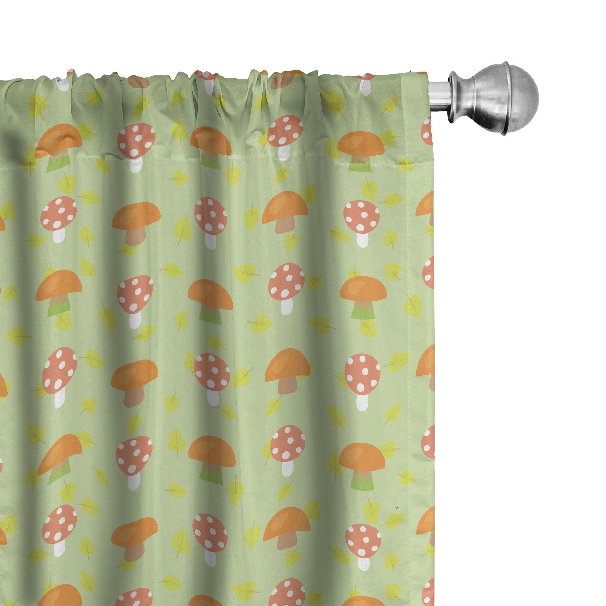 Autumn Leaves Pale Green and Orange Rod Pocket Curtain Panels