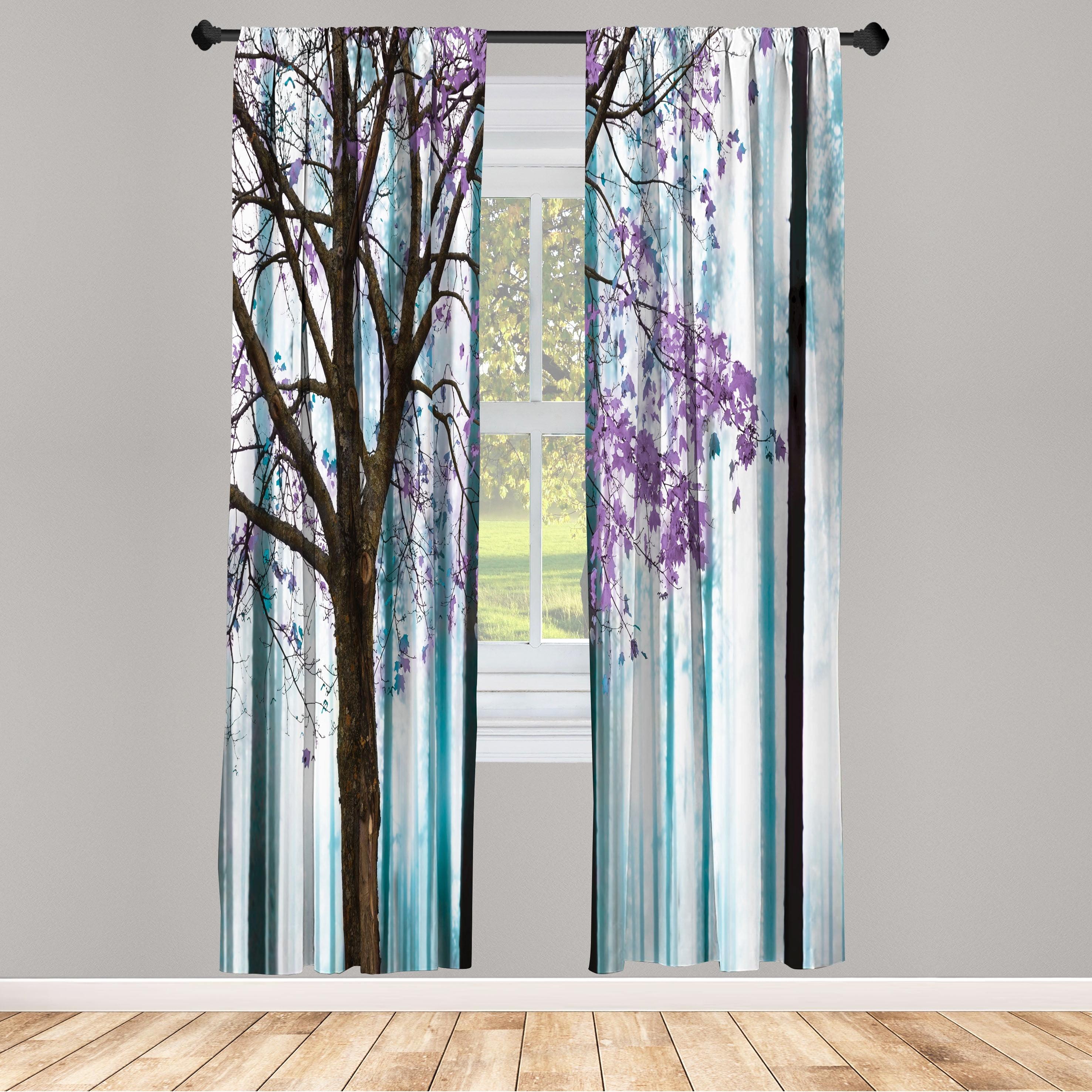 Microfiber Floral Semi-Sheer Rod Pocket Curtain Panels (Set of 2)