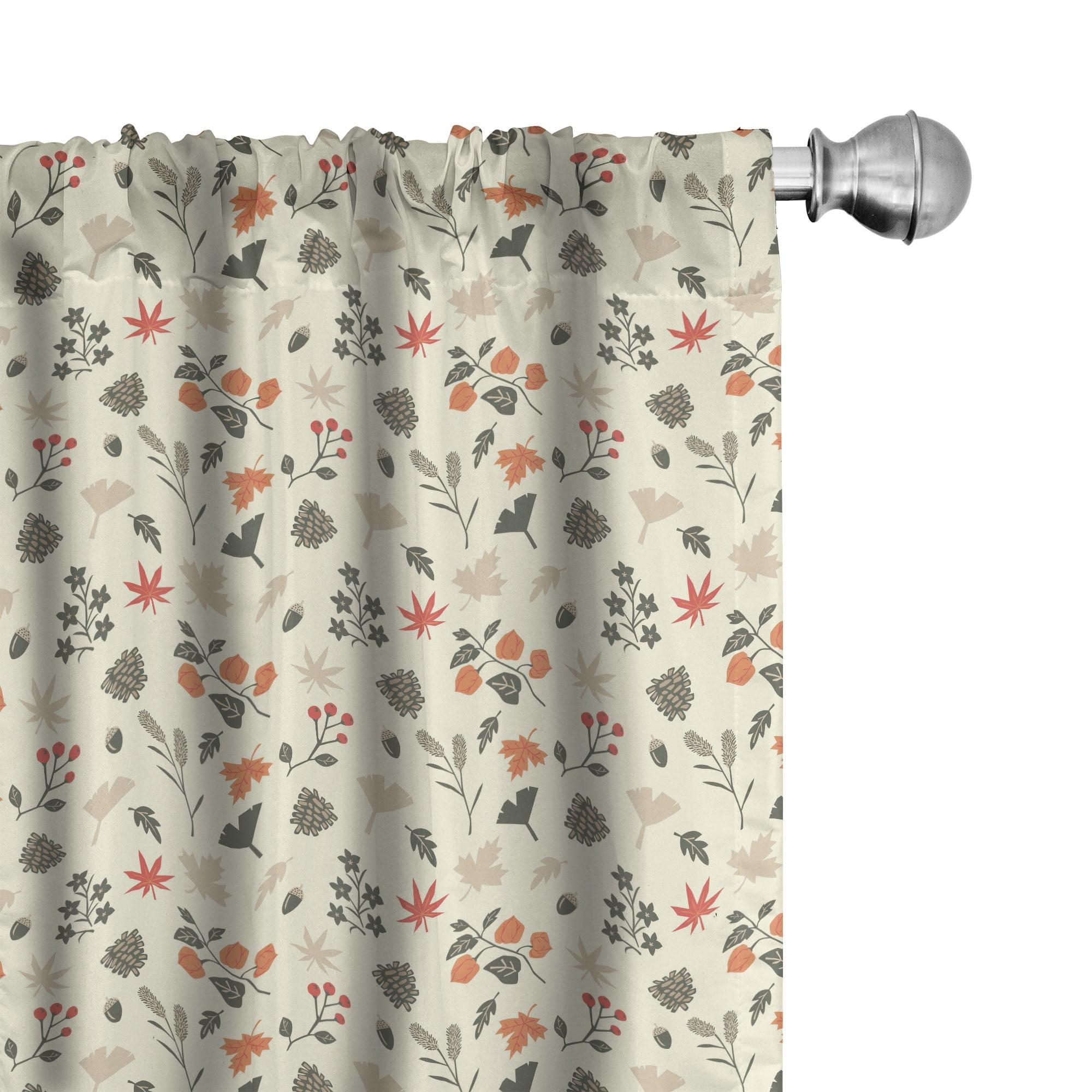 Fall/Autumn Semi-Sheer Rod Pocket Curtain Panels (Set of 2)