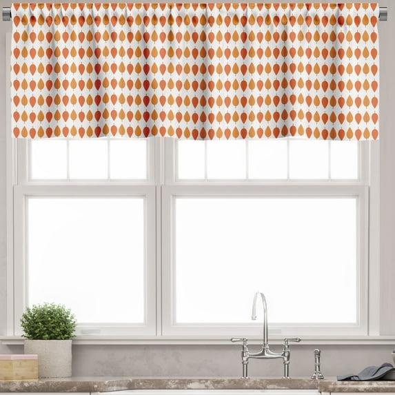 Ambesonne Ambesonne Autumn Valance Pack of 2 Tangerine Tones Leaf Pile  Marigold and Vermilion