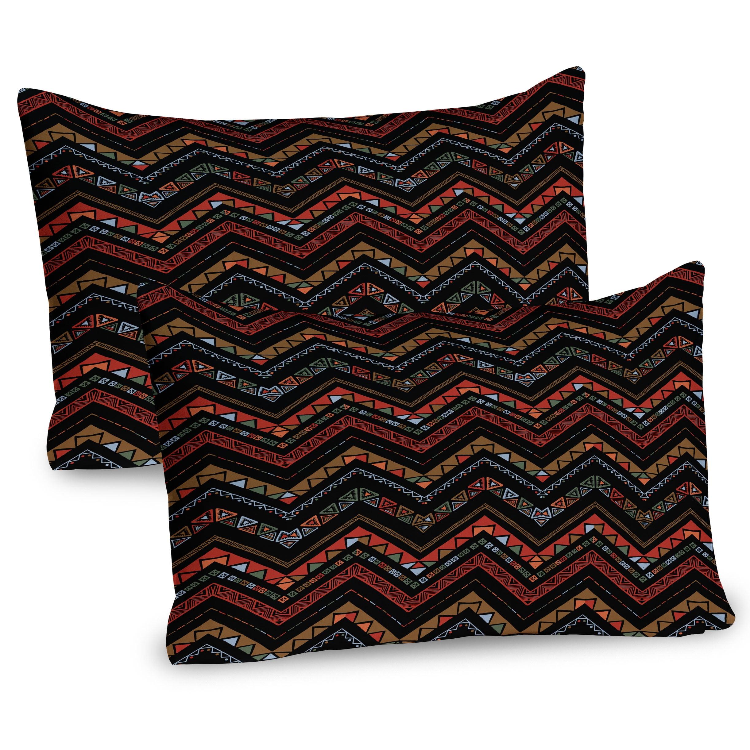 Ambesonne Aztec Pillow Sham 2 Pack Ethnical Zigzag Chevron 134607