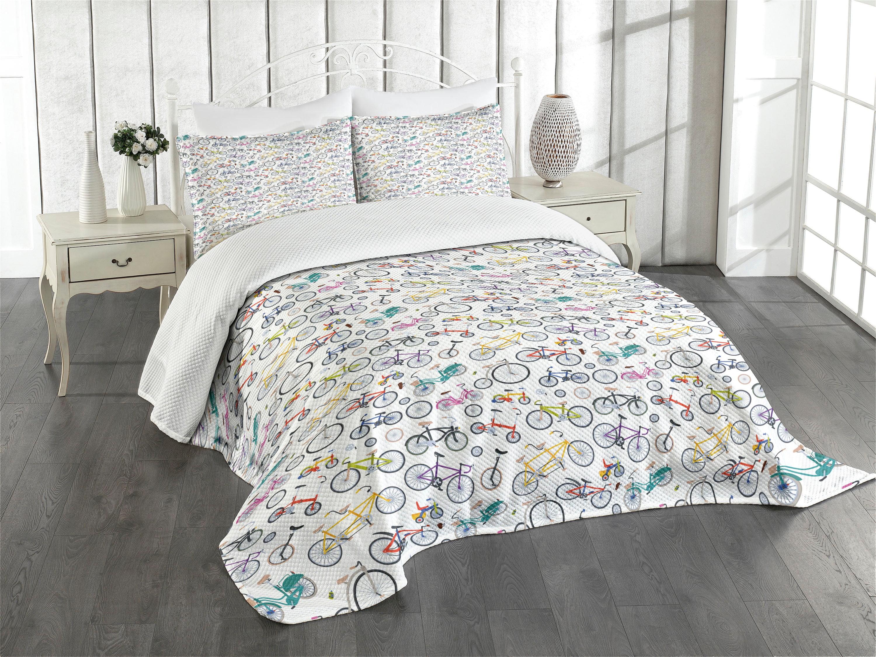 Ambesonne Ambesonne Bicycle Bedspread Set  Retro Colorful Bikes  Multicolor