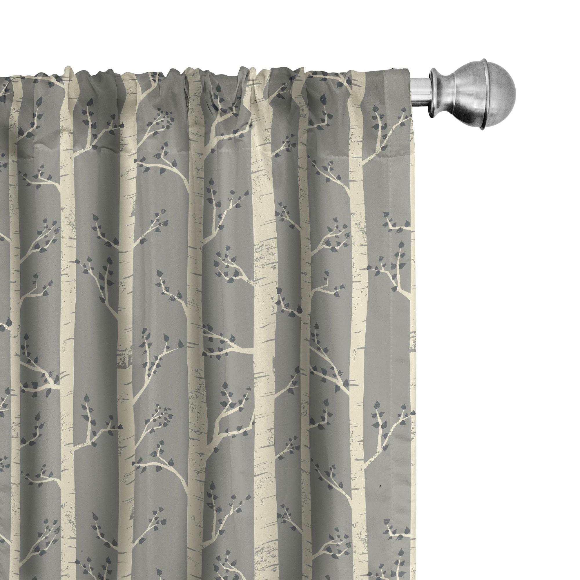 Gray and Taupe Birch Tree Bohemian Curtain Panels, 28" x 95"