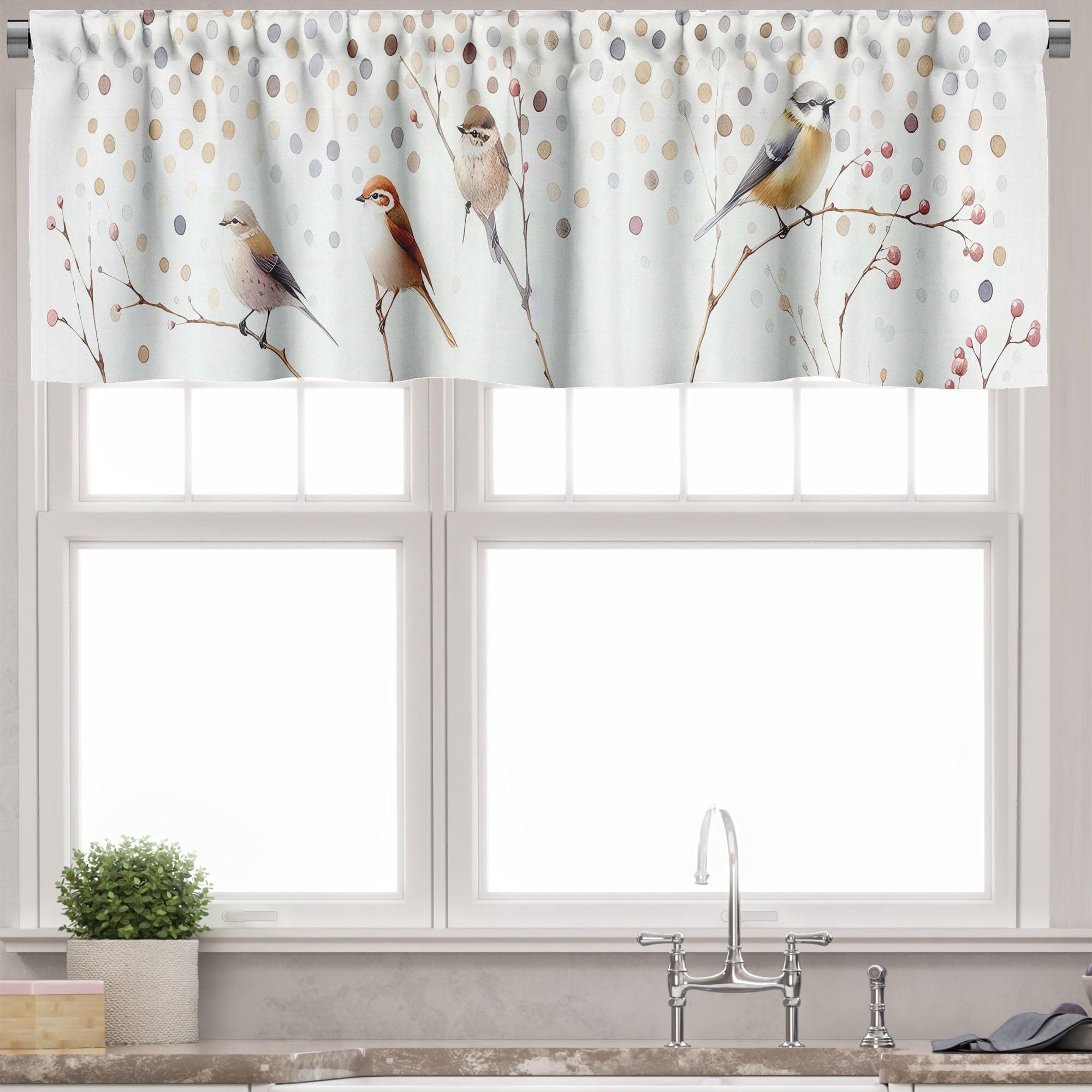 Birds and Dots Light Filtering Satin Valance