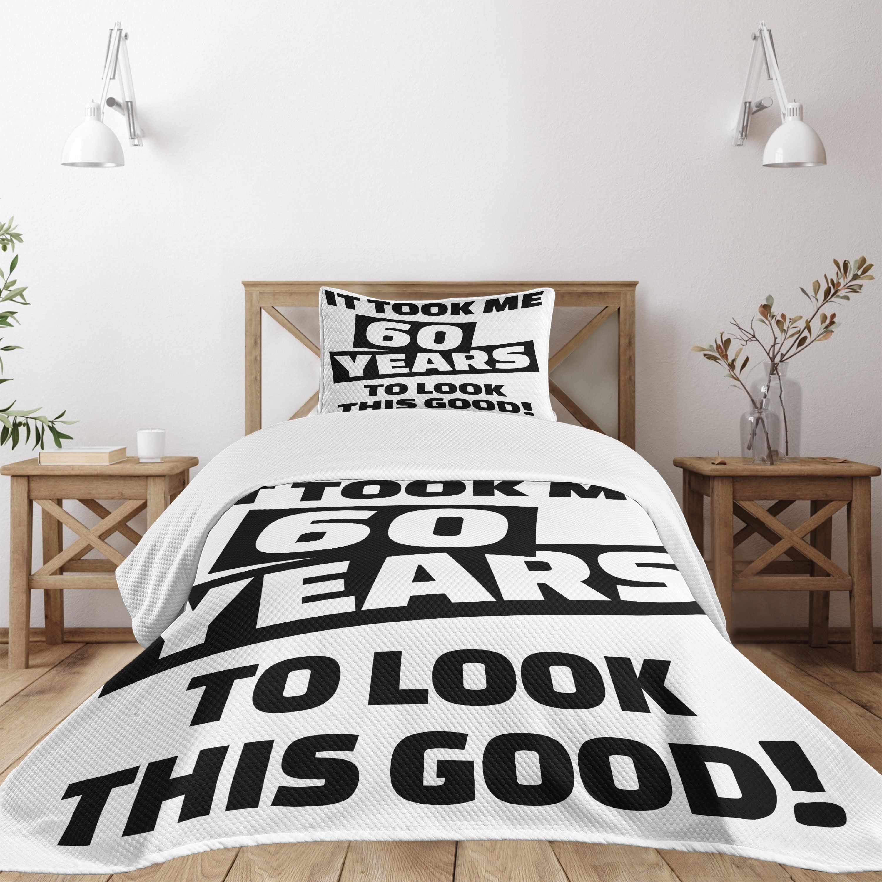 Ambesonne Ambesonne Black White Bedspread Set Slogan Party Words Black and White