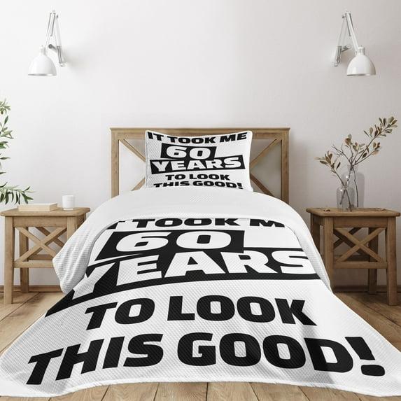 Ambesonne Ambesonne Black White Bedspread Set Slogan Party Words Black and White