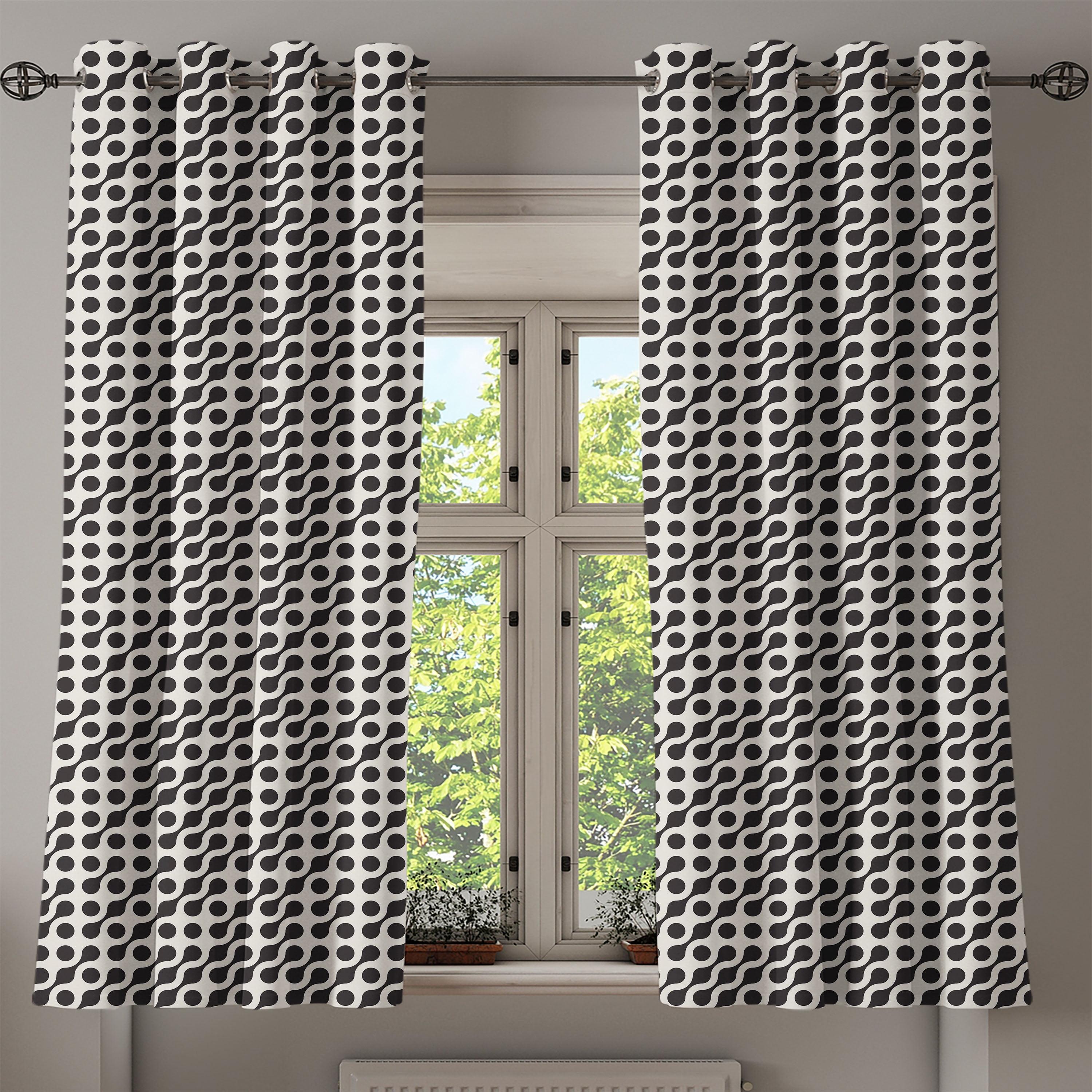 Black and White Grommet Blackout Polyester Window Panels, 50" x 63"