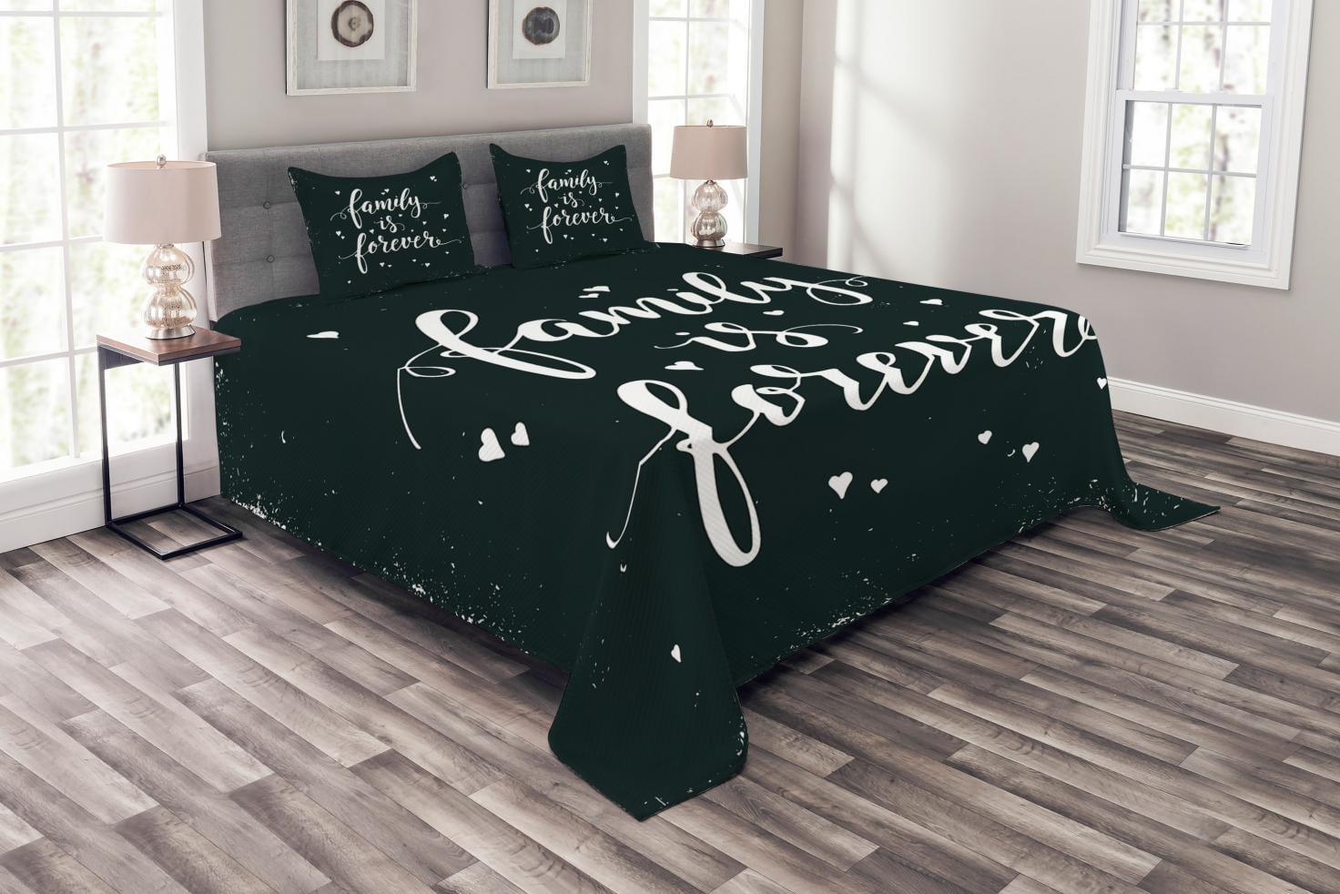 Ambesonne Black and White Bedspread Set 3 Pcs Family Forever King Black and White | Wayfair