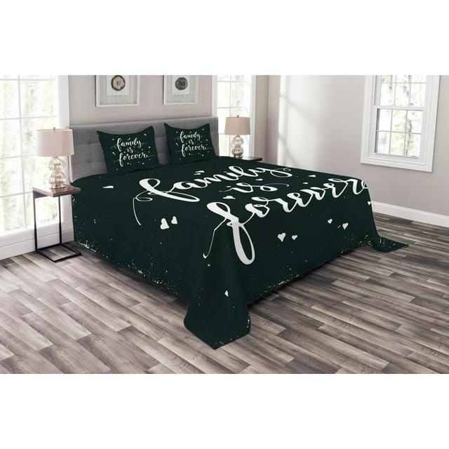 Ambesonne Black and White Bedspread Set 3 Pcs Family Forever King Black and White | Wayfair