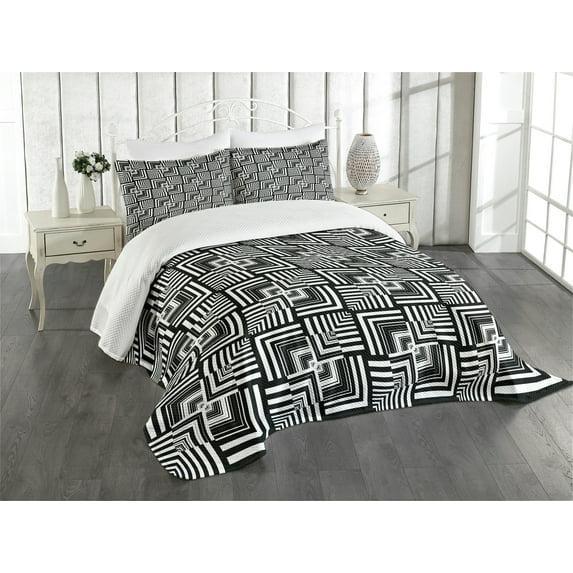 Ambesonne Ambesonne Black and White Bedspread Set Geometric Art Black White