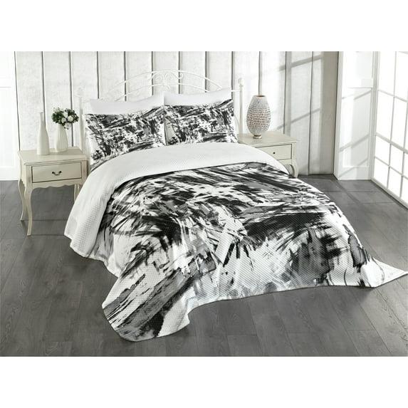 Ambesonne Ambesonne Black and White Bedspread Set Grunge Art White Black and Grey