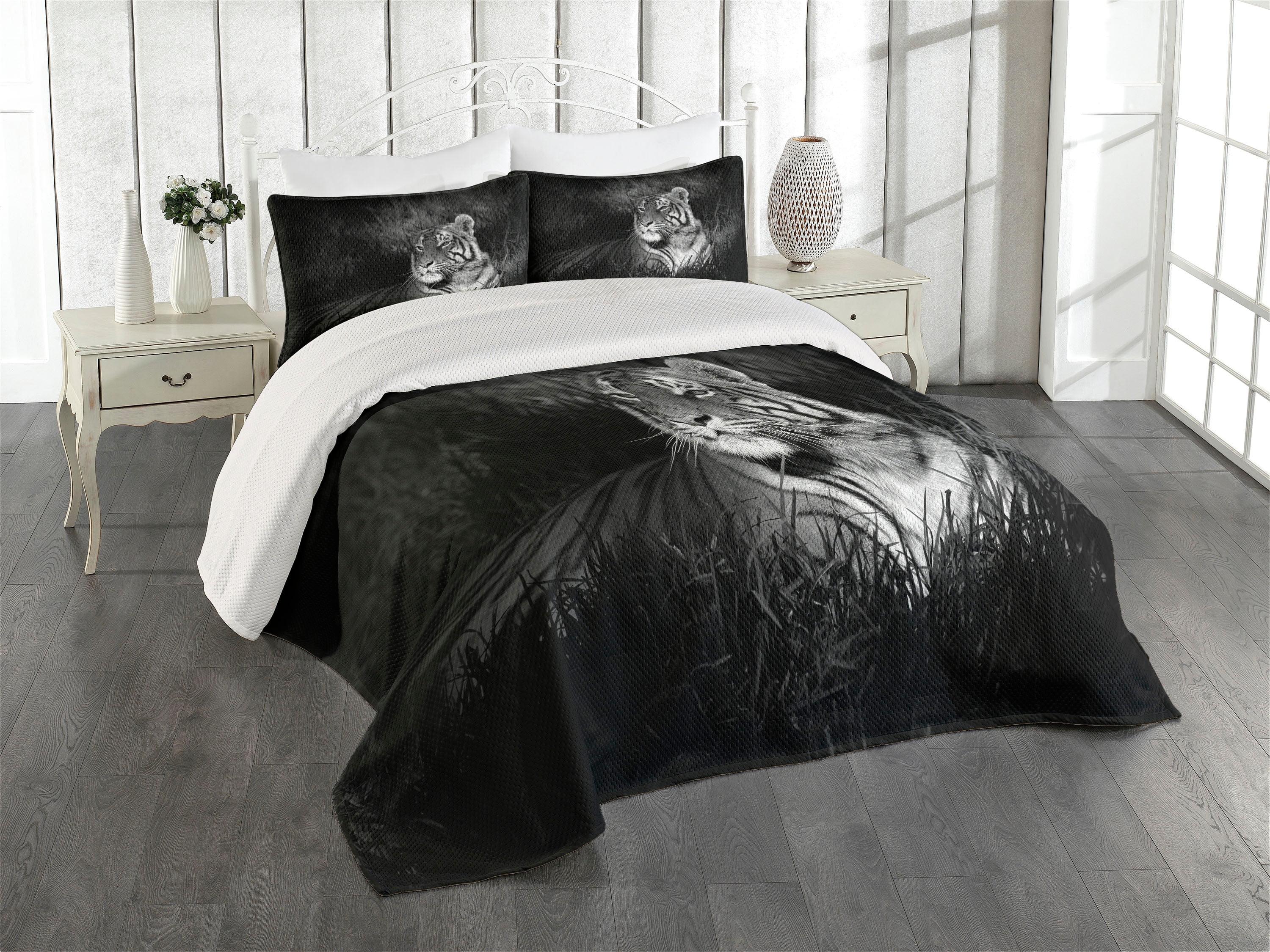 Ambesonne Ambesonne Black and White Bedspread Set Bengal Tiger Black White