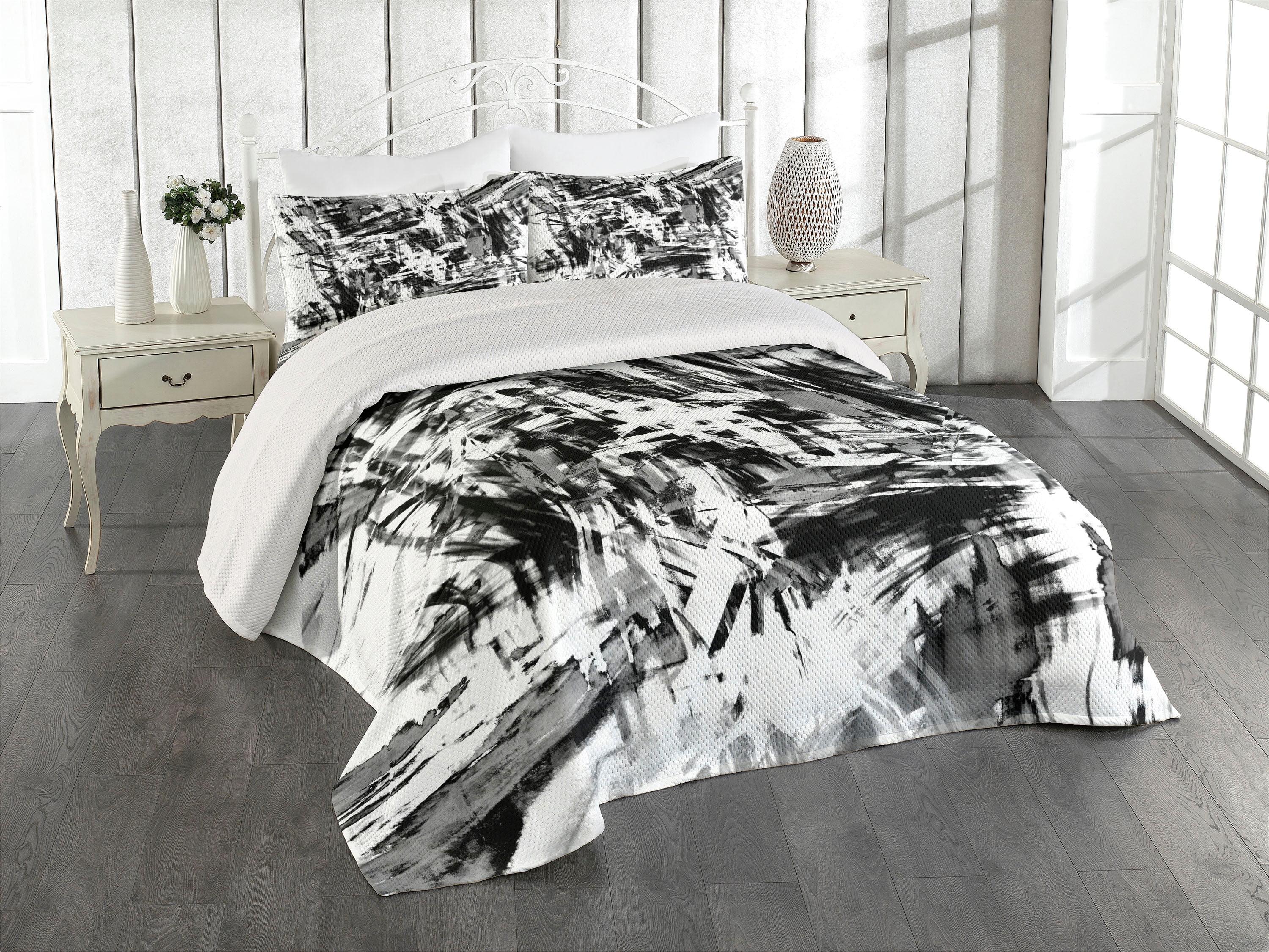 Ambesonne Ambesonne Black and White Bedspread Set Grunge Art White Black and Grey
