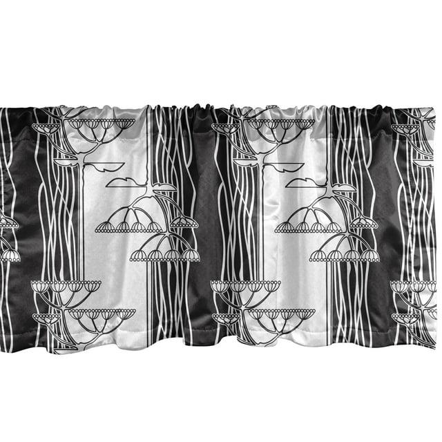 Ambesonne Ambesonne Black White Valance Pack of 2 Sketch Shape Black and White
