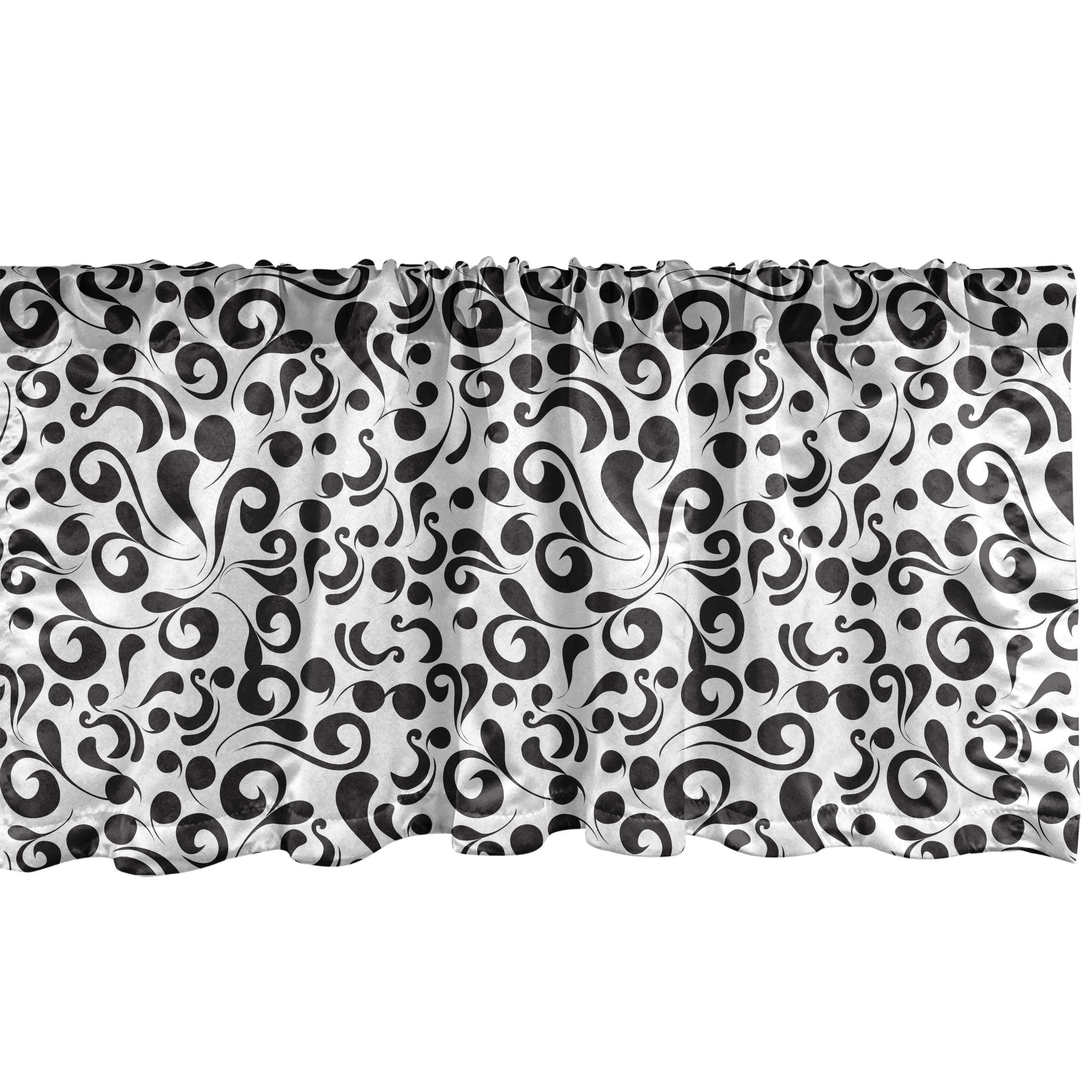 Ambesonne Black White Valance Pack of 2 Monochrome Curly Spiral Black and White