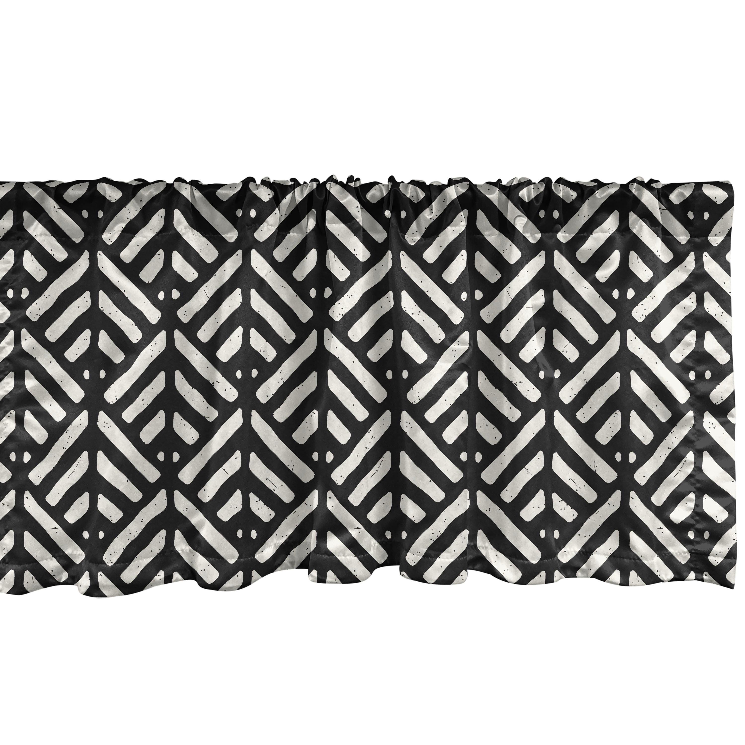 Ambesonne Black and White Valance Pack of 2 Retro Grunge Lines Black White