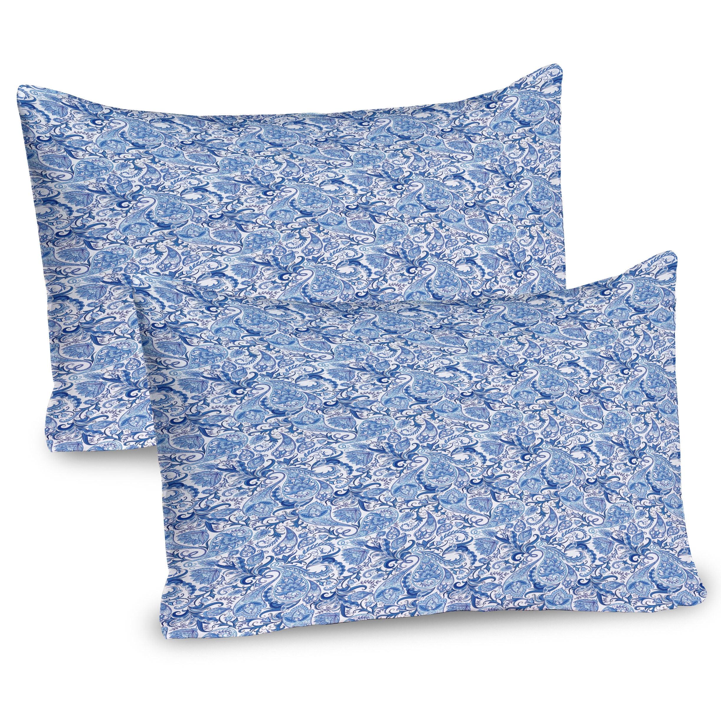 Ambesonne Blue Pillow Sham 2 Pack Native Natural Pale Blue White and Blue