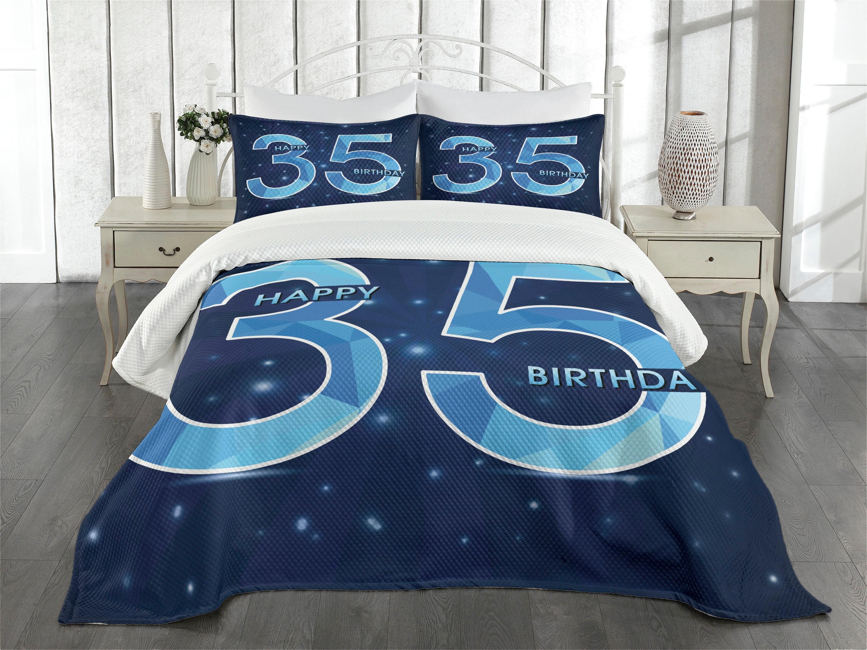 Ambesonne Ambesonne Blue Bedspread Set Thirthy 5 Modern Dark Blue Pale Blue