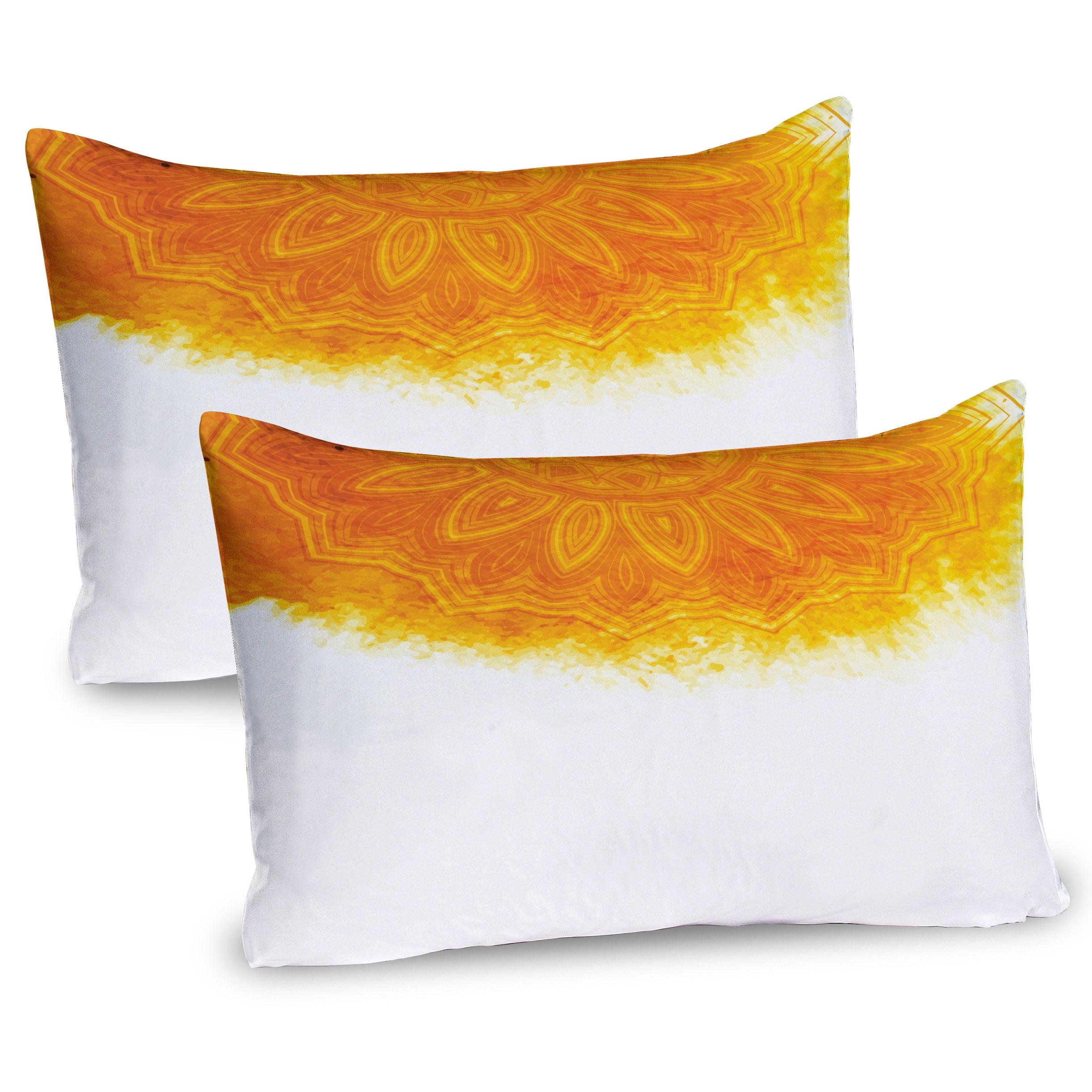 Burnt Orange and White Bohemian Microfiber Pillow Shams, 2 Pack