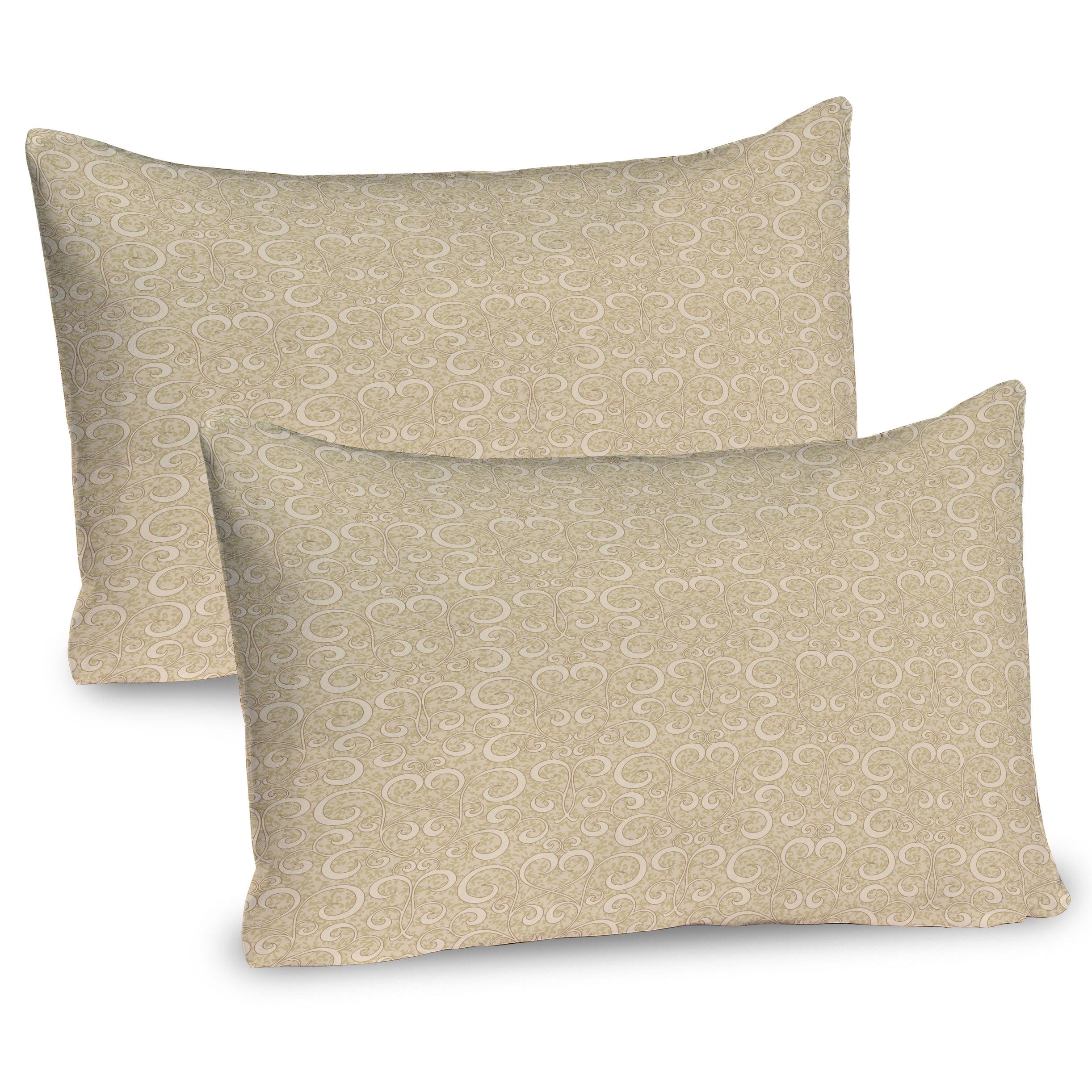 Ambesonne Boho Pillow Sham 2 Pack Swirled Floral Patterns - Beige