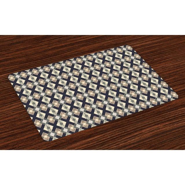 Ambesonne Boho Place Mats Set of 4, Ikat Style, Standard Size, Multicolor
