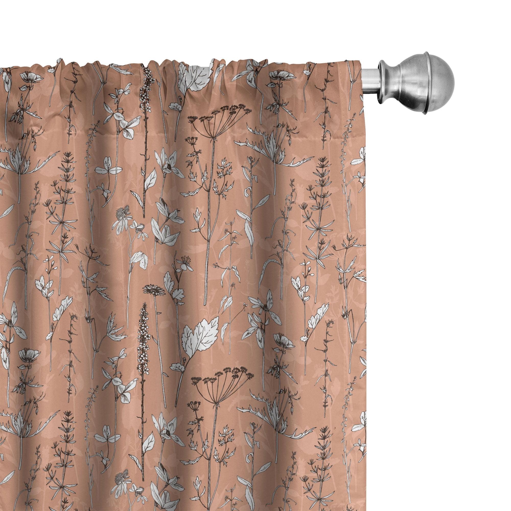 Botanical Semi-Sheer Rod Pocket Curtain Panels (Set of 2)