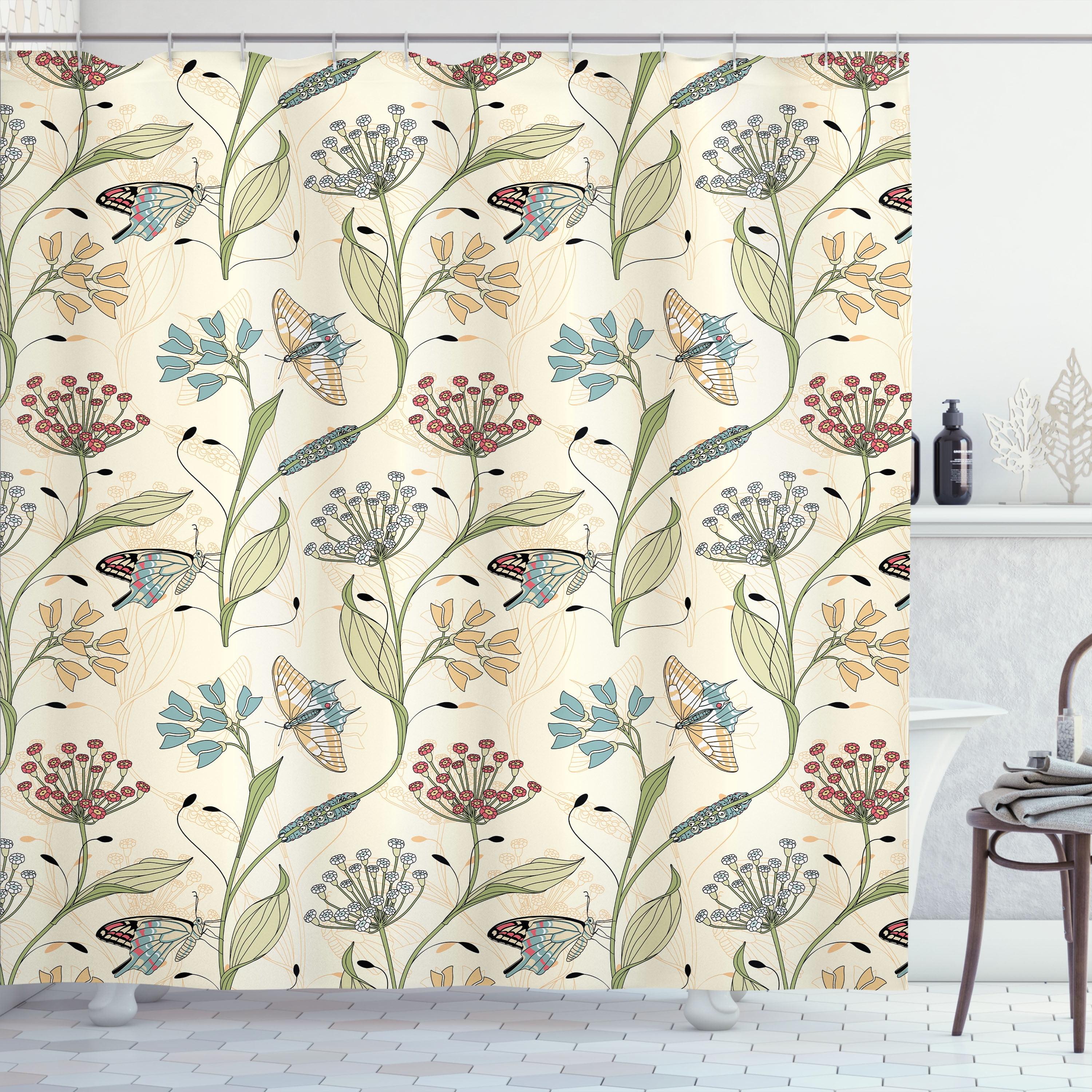 Ambesonne Floral Shower Curtain with Hooks Included